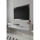 Dekortis Home Dekor 180Dhdtdaç5bg Tedy Duvara Monte Pleksi Lazer Desen Kapaklı Tv Sehpası Beyaz-Gümüş