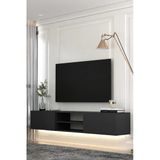 Dekortis Home Dekor 180Dhdtdalr1a Sadem Led Işıklı Kapaklı,Raflı Duvara Monte Tv Sehpası Antrasit