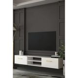 Dekortis Home Dekor 180Dhdtdar2ba Eros Duvara Monte Tv Sehpası,Ünitesi Beyaz-Altın