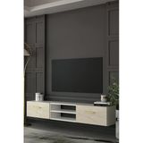 Dekortis Home Dekor 180Dhdtdar2bta Eros Duvara Monte Tv Sehpası,Ünitesi Beyaz-Traverten-Altın