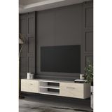 Dekortis Home Dekor 180DHDTDAR2BTG Eros Duvara Monte Tv Sehpası,ünitesi BEYAZ-TRAVERTEN-GÜMÜŞ - Beyaz - Traverten - Silver