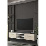 Dekortis Home Dekor 180Dhdtdar2btg Eros Duvara Monte Tv Sehpası,Ünitesi Beyaz-Traverten-Gümüş