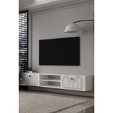 Dekortis Home Dekor 180DHDTDAR3BG Hera Lazer Desenli Duvara Monte Tv Sehpası,ünitesi Beyaz-Gümüş - Beyaz - Gümüş