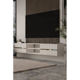 Dekortis Home Dekor 180Dhdtdar5ba Tedy Duvara Monte Pleksi Lazer Desen Tv Sehpası Beyaz-Altın
