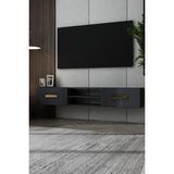 Dekortis Home Dekor 180DHDTDAR8AA Luna Duvara Monte Pleksi Lazer Desen Kapaklı Tv Sehpası Antrasit-Altın - Antrasit - Altın
