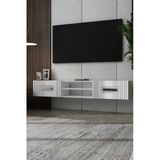 Dekortis Home Dekor 180Dhdtdar8bg Luna Duvara Monte Pleksi Lazer Desen Kapaklı Tv Sehpası Beyaz-Gümüş