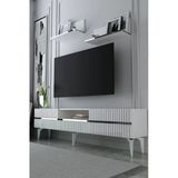 Dekortis Home Dekor 180Dhdtrüç5bg Tedy Lazer Pleksi Desenli Raflı Tv Sehpası Ünitesi Beyaz-Gümüş