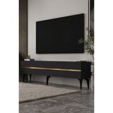 Dekortis Home Dekor 180DHDTS5AA Tedy 3 Kapaklı Pleksi Lazer Desen Tv Sehpası Antrasit-Altın - Antrasit - Altın