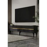 Dekortis Home Dekor 180Dhdts5aa Tedy 3 Kapaklı Pleksi Lazer Desen Tv Sehpası Antrasit-Altın