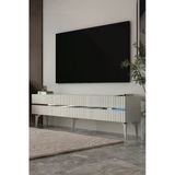 Dekortis Home Dekor 180Dhdts5bg Tedy 3 Kapaklı Pleksi Lazer Desen Tv Sehpası Beyaz-Gümüş
