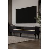 Dekortis Home Dekor 180DHDTSÇ5AA Tedy Kapaklı Pleksi Lazer Desen Tv Sehpası Antrasit-Altın - Antrasit - Altın