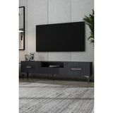 Dekortis Home Dekor 180DHDTSÇ8 Luna Kapaklı Pleksi Lazer Desen Tv Sehpası - Antrasit - Gümüş