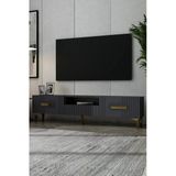 Dekortis Home Dekor 180Dhdtsç8aa Luna Kapaklı Pleksi Lazer Desen Tv Sehpası Antrasit-Altın