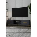 Dekortis Home Dekor 180DHDTSR8 Luna Kapaklı Pleksi Lazer Desen Tv Sehpası - Antrasit - Altın