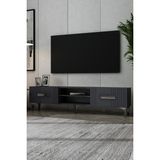 Dekortis Home Dekor 180DHDTSR8 Luna Kapaklı Pleksi Lazer Desen Tv Sehpası - Antrasit - Gümüş