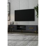 Dekortis Home Dekor 180Dhdtsr8aa Luna Kapaklı Pleksi Lazer Desen Tv Sehpası Antrasit-Altın