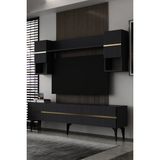 Dekortis Home Dekor 180DHDTÜ5AA Tedy Lazer Pleksi Desen Kapak Tv Ünitesi Takımı Antrasit-Altın - Antrasit - Altın