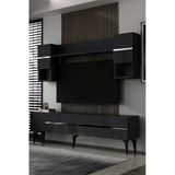 Dekortis Home Dekor 180Dhdtü5ag Tedy Lazer Pleksi Desen Kapak Tv Ünitesi Takımı Antrasit-Gümüş