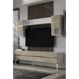 Dekortis Home Dekor 180Dhdtü5bta Tedy Lazer Pleksi Desen Kapak Tv Ünitesi Takımı Beyaz-Traverten-Altın