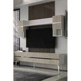Dekortis Home Dekor 180Dhdtü5btg Tedy Lazer Pleksi Desen Kapak Tv Ünitesi Takımı Beyaz-Traverten-Gümüş