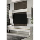 Dekortis Home Dekor 180Dhdtüç5ba Tedy Lazer Pleksi Desenli Tv Ünitesi Takımı Beyaz-Altın