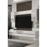 Dekortis Home Dekor 180DHDTÜÇ5BG Tedy Lazer Pleksi Desenli Tv Ünitesi Takım Beyaz-Gümüş - Beyaz - Gümüş
