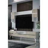 Dekortis Home Dekor 180DHDTÜÇ5BTG Tedy Lazer Pleksi Desenli Tv Ünitesi Takım Beyaz-Traverten-Gümüş - Beyaz - Traverten - Silver