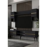 Dekortis Home Dekor 180DHDTÜR5AA Tedy Lazer Pleksi Desenli Raflı Tv Ünitesi Takımı Antrasit-Altın - Antrasit - Altın