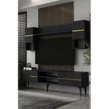 Dekortis Home Dekor 180Dhdtür5aa Tedy Lazer Pleksi Desenli Raflı Tv Ünitesi Takımı Antrasit-Altın