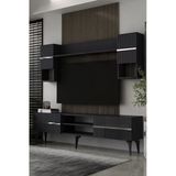 Dekortis Home Dekor 180Dhdtür5ag Tedy Lazer Pleksi Desenli Raflı Tv Ünitesi Takımı Antrasit-Gümüş