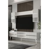 Dekortis Home Dekor 180DHDTÜR5BG Tedy Lazer Pleksi Desenli Raflı Tv Ünitesi Takımı Beyaz-Gümüş - Beyaz - Gümüş