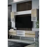 Dekortis Home Dekor 180Dhdtür5bta Tedy Lazer Pleksi Desenli Raflı Tv Ünitesi Takımı Beyaz-Traverten-Altın