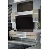 Dekortis Home Dekor 180Dhdtür5btg Tedy Lazer Pleksi Desenli Raflı Tv Ünitesi Takımı Beyaz-Traverten-Gümüş