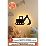 Dekorvin 1 Adet Dozer Led Işık Gece Lambası Bebek Çocuk Odası Duvar Dekorasyonu Aydınlatma Ahşap Gece Lambası