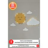 Dekorvin 1 Güneş 1 Bulut Gece Lambası Bebek Çocuk Odası Çiftçi Duvar Dekorasyonu Aydınlatma Lambası