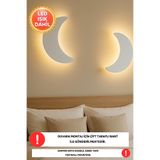 Dekorvin 2 Adet Ay Gece Işıklı Ay Lambası Bebek Çocuk Odası Duvar Dekorasyonu Aydınlatma Ahşap Lamba