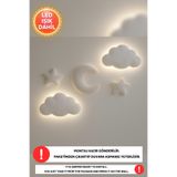 Dekorvin 2 Ledli Bulut 5li Pofuduk Gece Lambası Bebek Çocuk Odası Çiftçi Duvar Dekorasyonu Aydınlatma Lamba