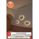 Dekorvin 3 Adet Kalp Led Işık Gece Lambası Bebek Çocuk Odası Duvar Dekorasyonu Aydınlatma Ahşap Gece Lambası