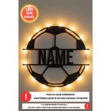 Dekorvin Kişiye Özel 1 Adet Futbol Topu Gece Dekorasyonu Bebek Çocuk Odası Duvar Dekorasyon Ahşap