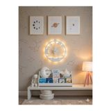 Dekorvin Led Işıklı Hayal Duvar Saati Sessiz Dekoratif Modern Siyah Ahşap Duvar Saati 40x40cm