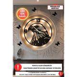 Dekorvin Led Işıklı Kartal Duvar Saati Sessiz Mekanizma Modern 5mm Ahşap Dekoratif Saat 40x40 cm