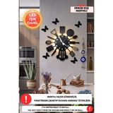 Dekorvin Led Işıklı Mutfak Modern Duvar Saati Sessiz Mekanizma 5mm Ahşap Dekoratif Saat 40x40 cm