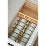Dekorz Dükkan 12'li Bambu Kapaklı Kare Baharatlık Seti Cam Malzeme ile Ergonomik Kullanım 120 ml
