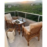 Dekorzade Balkon Bahçe Teras Mutfak Masa Takımı Oturma Grubu Balkon Takımı Balkon Mobilyası Bahçe Mobilyası Kahverengi