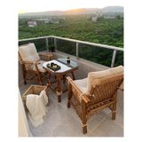 Dekorzade Bambu Balkon Bahçe Teras Mutfak Masa Takımı Oturma Grubu Balkon Takımı Balkon Mobilyası Bahçe Mobilyası - 2