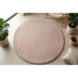 Dekoset Home Tavşan Tüyü Düz Bej Yuvarlak Yumuşak Yıkanabilir Tabanlı Peluş Halı 150X150