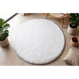 Dekoset Home Tavşan Tüyü Düz Beyaz Yuvarlak Yumuşak Yıkanabilir Tabanlı Peluş Halı 120X120