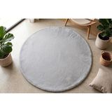 Dekoset Home Tavşan Tüyü Düz Gri Yuvarlak Yumuşak Yıkanabilir Tabanlı Peluş Halı 120X120