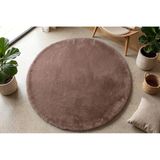 Dekoset Home Tavşan Tüyü Düz Kahverengi Yuvarlak Yumuşak Yıkanabilir Tabanlı Peluş Halı 120X120