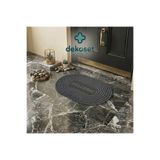 DEKOSET Oval Gri Dış Kapı Paspası Welcome 40x60
